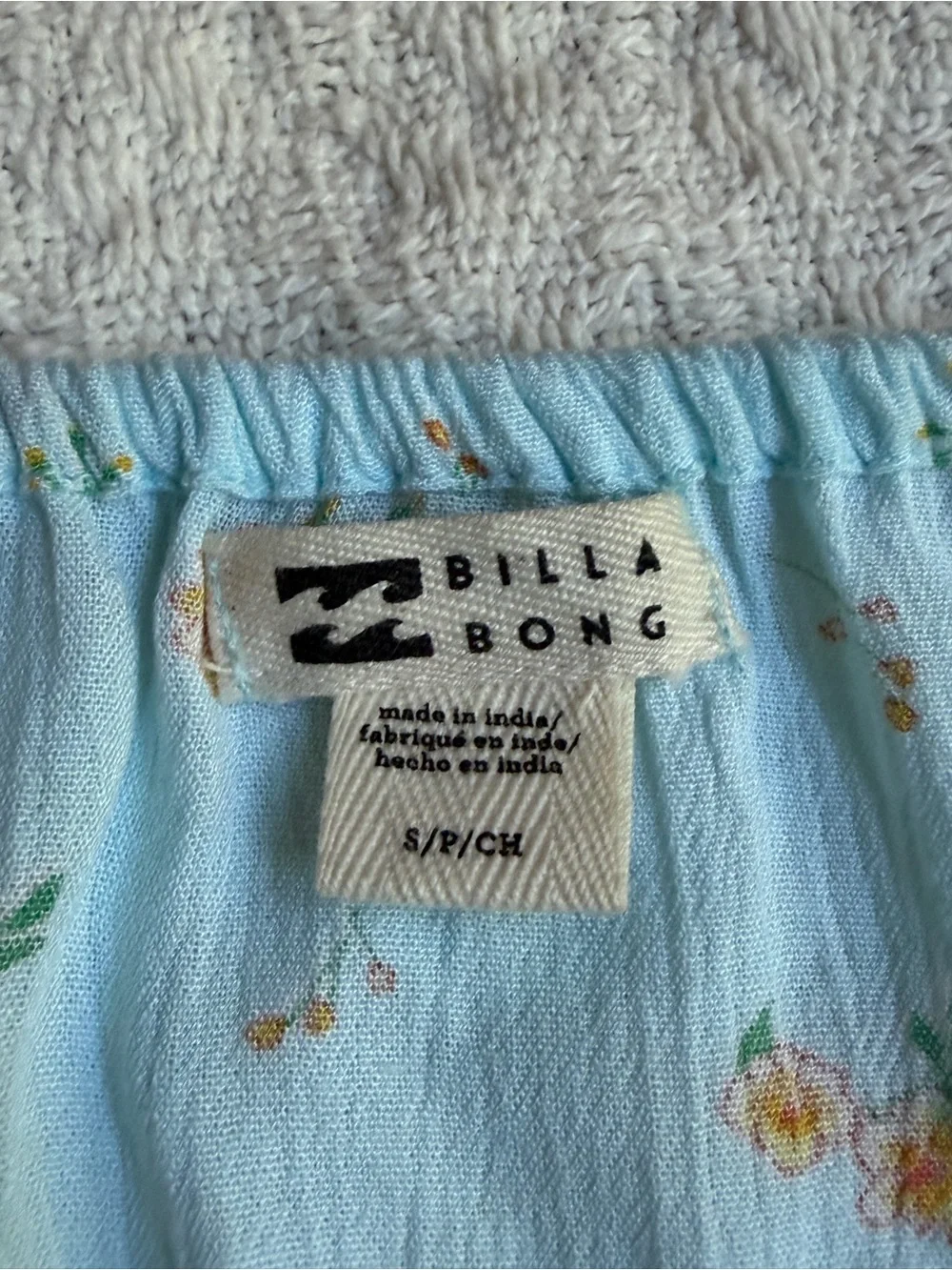 Billabong Light Blue Floral Tie-Shoulder Slip Dress